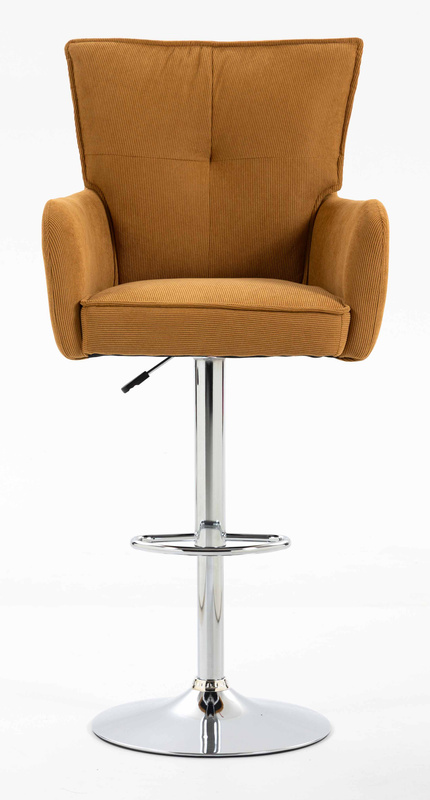 HR250W Scaun Catifea Reiată Premium Ruloare Curry Galben Bază Cromata