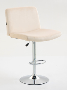 HR150W Scaun Crem din Catifea cu Bază Cromata