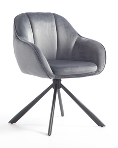 HR2055 BAZĂ STEA Scaun Grafitowy din Catifea cu Bază Neagră