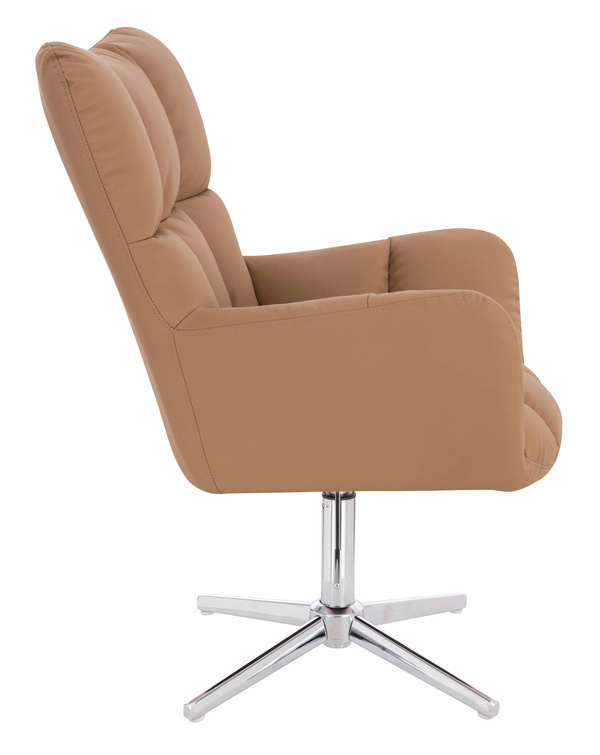 HR650CROSS Scaun Caramel Piele Ecologica Premium Soft cu Bază Cromata