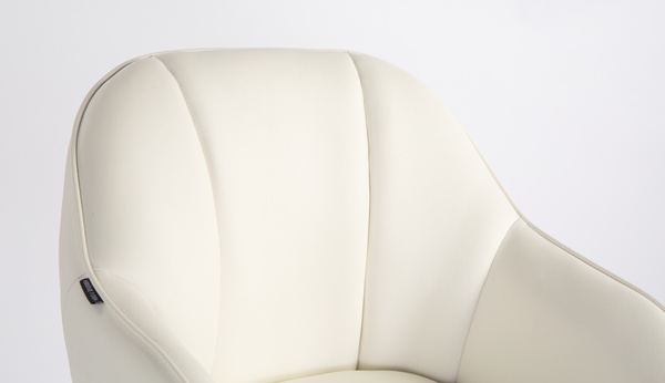 HR2055KW Scaun Alb din Piele Ecologica cu Bază Neagră