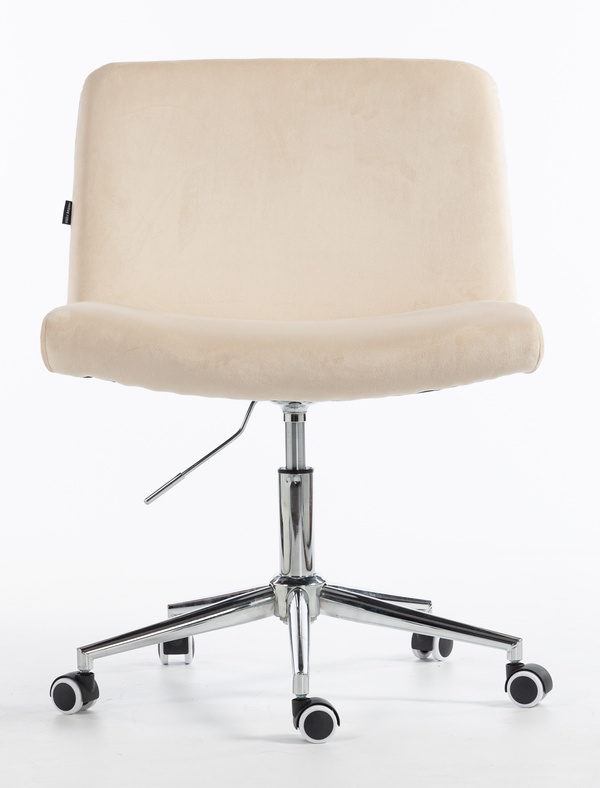 HR150K Scaun Crem din Catifea cu Bază Cromata