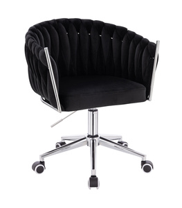 HR750K Scaun Neagră din Catifea cu Bază Cromata