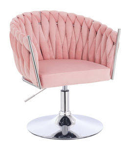 HR750N Scaun Roz Pudra din Catifea cu Bază Cromata