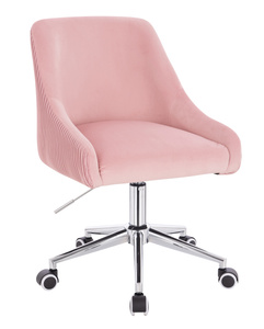 HR920K Scaun Roz Pudra din Catifea cu Bază Cromata