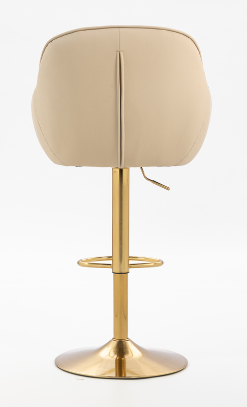 HR2055W Scaun Crem din Piele Ecologica cu Bază Aurie