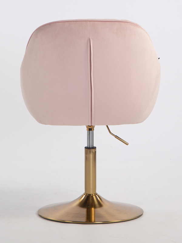 HR2055N Scaun Roz Pudra din Catifea cu Bază Aurie