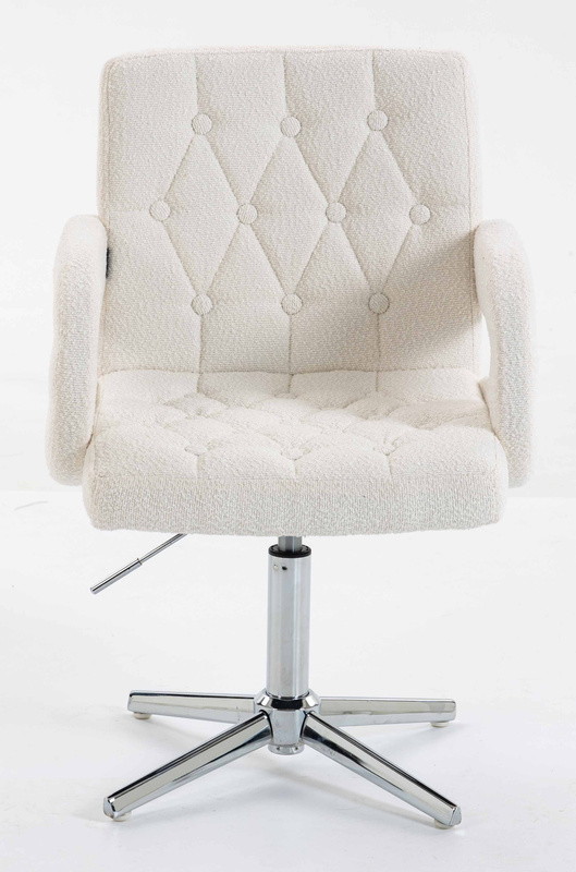 HR8404CROSS Scaun Crem Boucle cu Bază Cromata