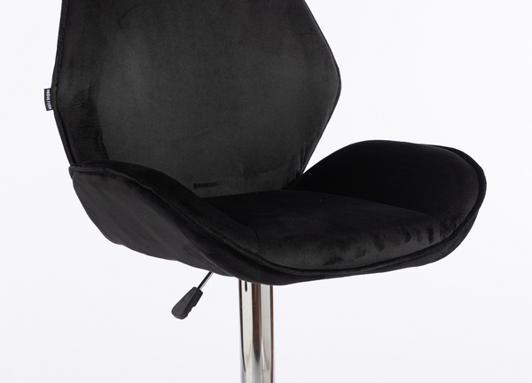 HR350W Scaun Neagră din Catifea Bază Cromata