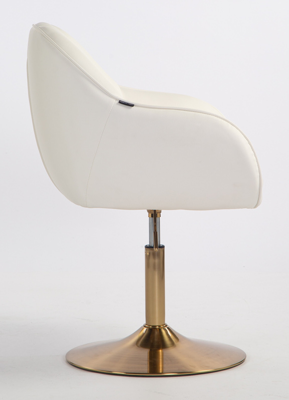 HR2055N Scaun Alb din Piele Ecologica cu Bază Aurie