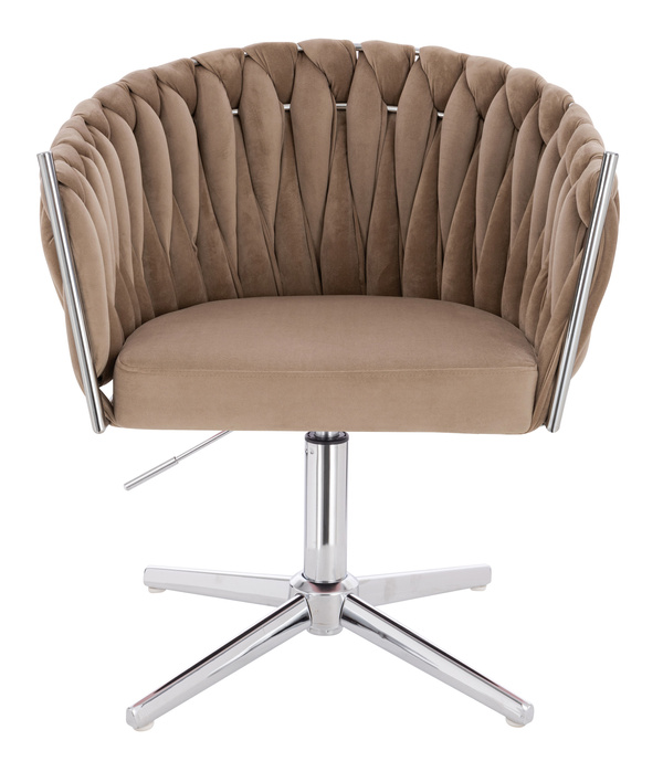 HR750CROSS Scaun Latte din Catifea cu Bază Cromata