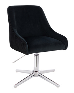 HR920CROSS Scaun Neagră din Catifea cu Bază Cromata