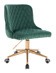 HR940K Scaun Verde din Catifea cu Bază Aurie