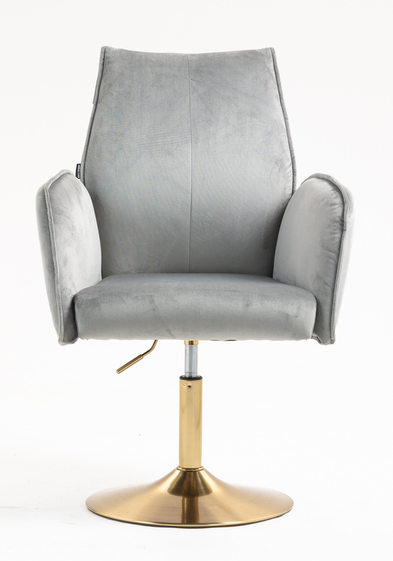 HR280N Scaun Gray din Catifea cu Bază Aurie