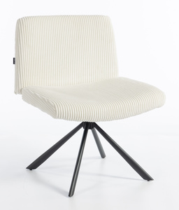 HR150 BAZĂ STEA Scaun Alb din Catifea Reiată cu Bază Neagră