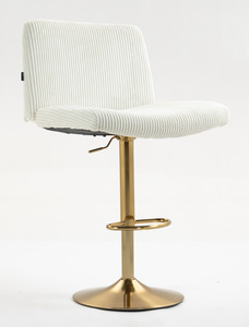HR150W Scaun Alb din Catifea Reiată cu Bază Aurie