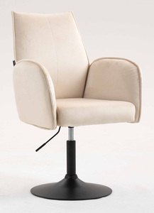 HR280N Scaun Crem din Catifea cu Bază Neagră