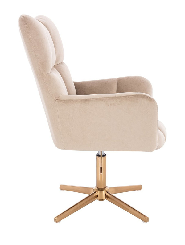 HR650CROSS Latte Catifea Scaun cu Bază Aurie