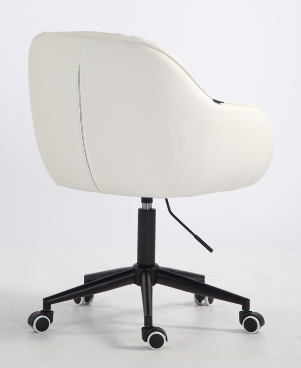 HR2055K Scaun Alb din Piele Ecologica cu Bază Neagră