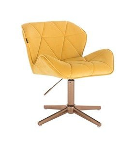 HR111CROSS scaun Catifea Galbenă cu Bază Aurie