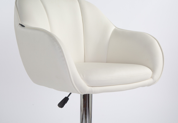 HR2055W Scaun Alb din Piele Ecologica cu Bază Cromata