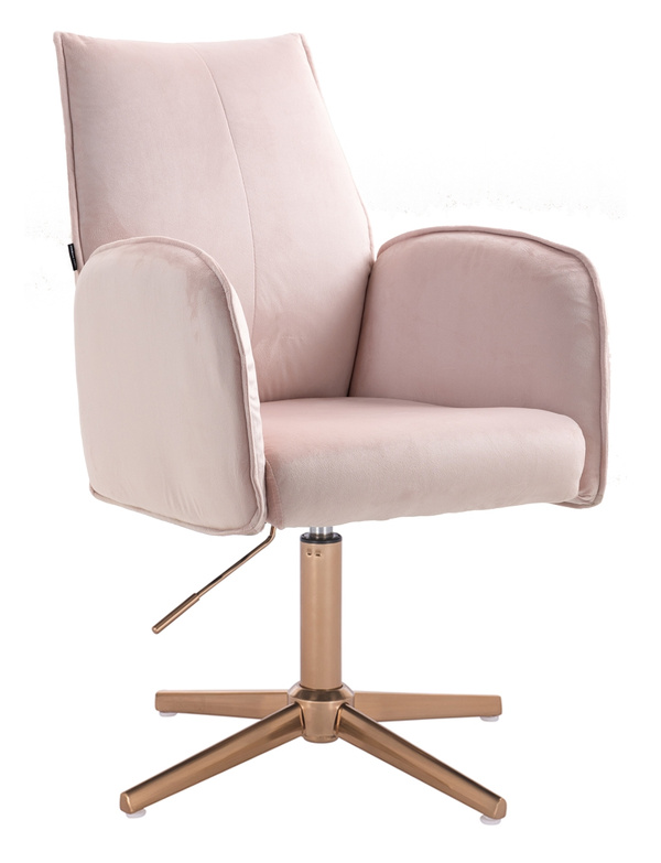 HR280CROSS Scaun Roz din Catifea cu Bază Aurie