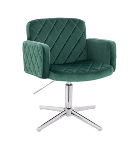 HR802CROSS Scaun Verde din Catifea cu Bază Cromata