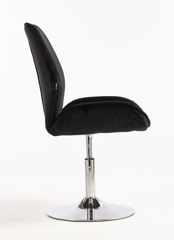 HR350N Scaun Neagră din Catifea Bază Cromata