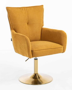 HR250N Scaun Catifea Reiată Premium Ruloare Curry Galben Bază Aurie