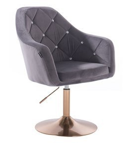 HR830N Scaun Catifea Grafit cu Bază Aurie