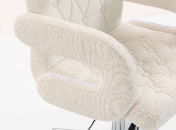 HR8404K Scaun Crem Boucle cu Bază Cromata