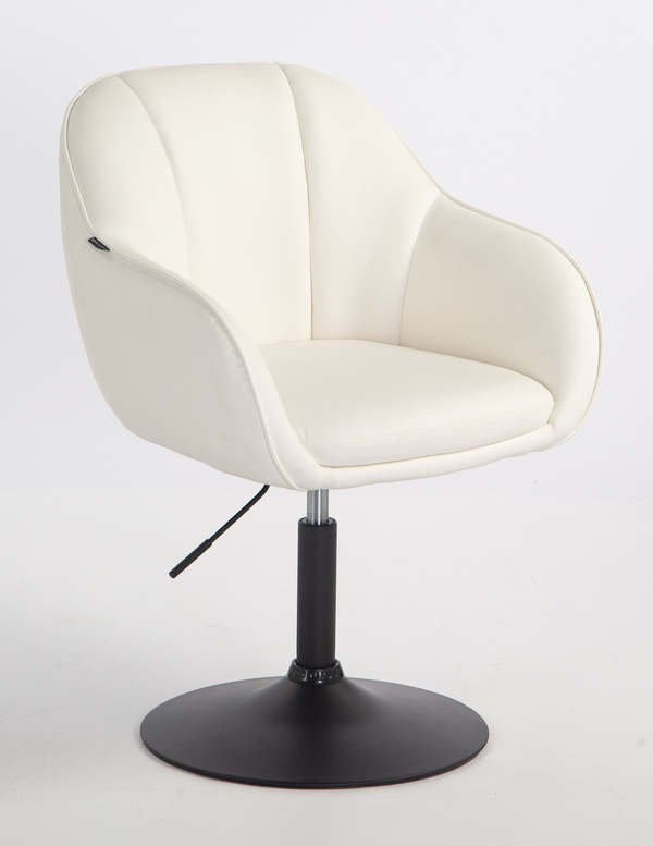 HR2055N Scaun Alb din Piele Ecologica cu Bază Neagră