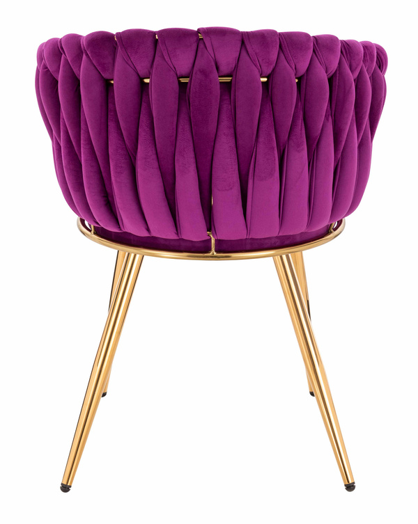HR750 Scaun cu picioare Aurie Fucsia din Catifea