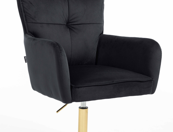 HR250N Scaun Catifea Neagră Bază Aurie