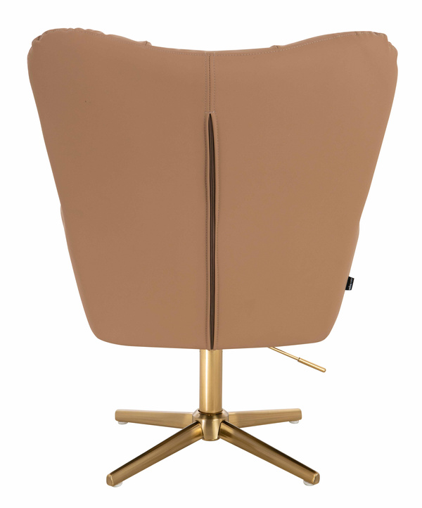 HR650CROSS Scaun Caramel Piele Ecologica Premium Soft cu Bază Aurie