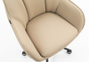 HR2055K Scaun Crem din Piele Ecologica cu Bază Neagră