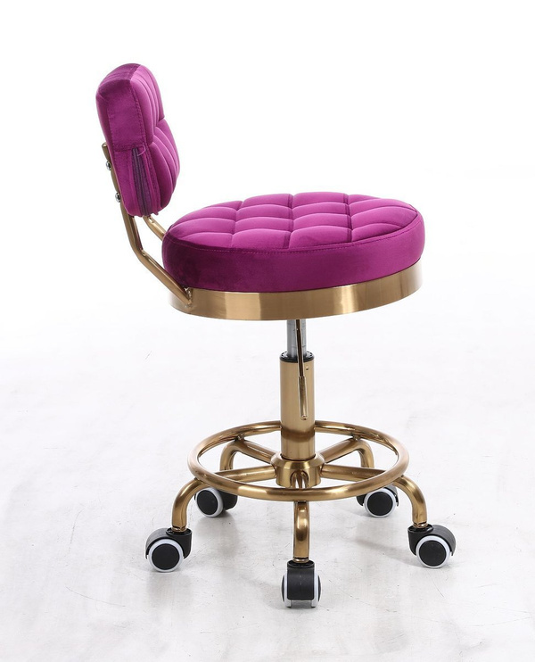 HR636 Scaun Fucsia Catifea cu Bază Aurie