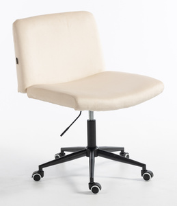 HR150K Scaun Crem din Catifea cu Bază Neagră