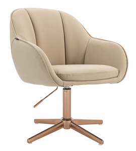 HR2055CROSS Scaun Crem din Piele Ecologica cu Bază Aurie