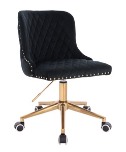 HR940K Scaun Neagră din Catifea cu Bază Aurie