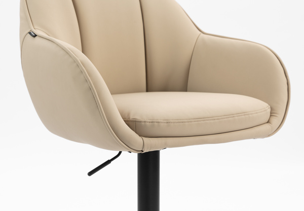 HR2055KW Scaun Crem din Piele Ecologica cu Bază Neagră