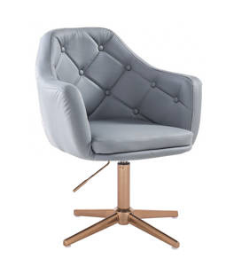 HR831CROSS Scaun Piele Ecologica Gray cu Bază Aurie