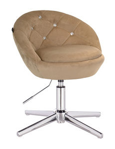 HR948CROSS Scaun Latte din Catifea cu Bază Cromata