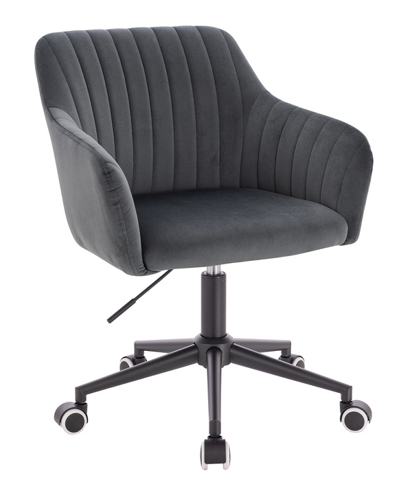 HR190K Scaun Grafit din Catifea cu Bază Neagră