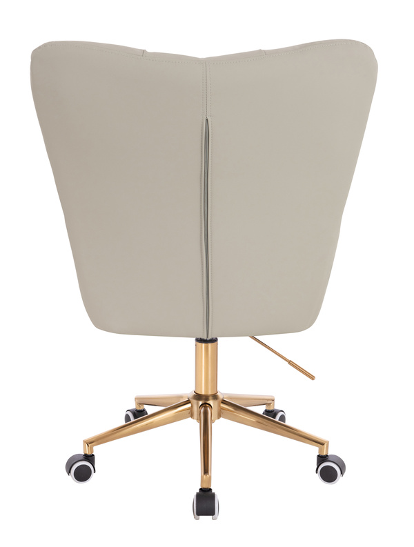 HR650K Scaun Ecru Piele Ecologica Premium Soft cu Bază Aurie