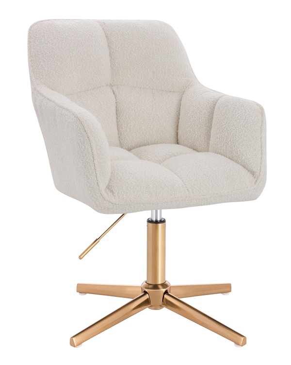 HR550CROSS Scaun Crem Boucle cu Bază Aurie