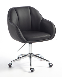 HR2055K Scaun Neagră din Piele Ecologica cu Bază Cromata