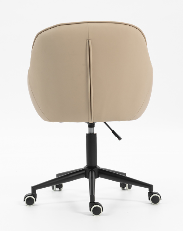 HR2055K Scaun Crem din Piele Ecologica cu Bază Neagră