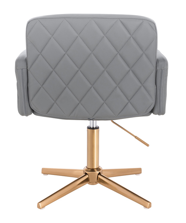 HR802CROSS Scaun Gri din Piele Ecologica cu Bază Aurie