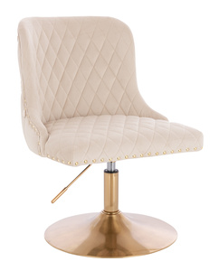 HR940N Scaun Crem din Catifea cu Bază Aurie